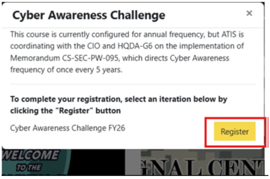 Cyber Awareness Challenge screengrab